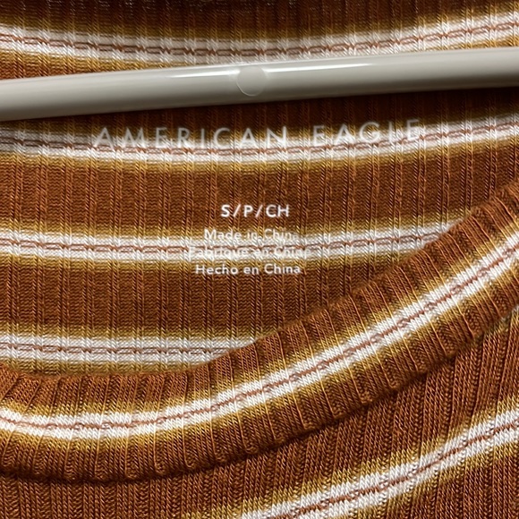 American Eagle Tie Front Orange Striped Shirt (size small) - Picture 2 of 4